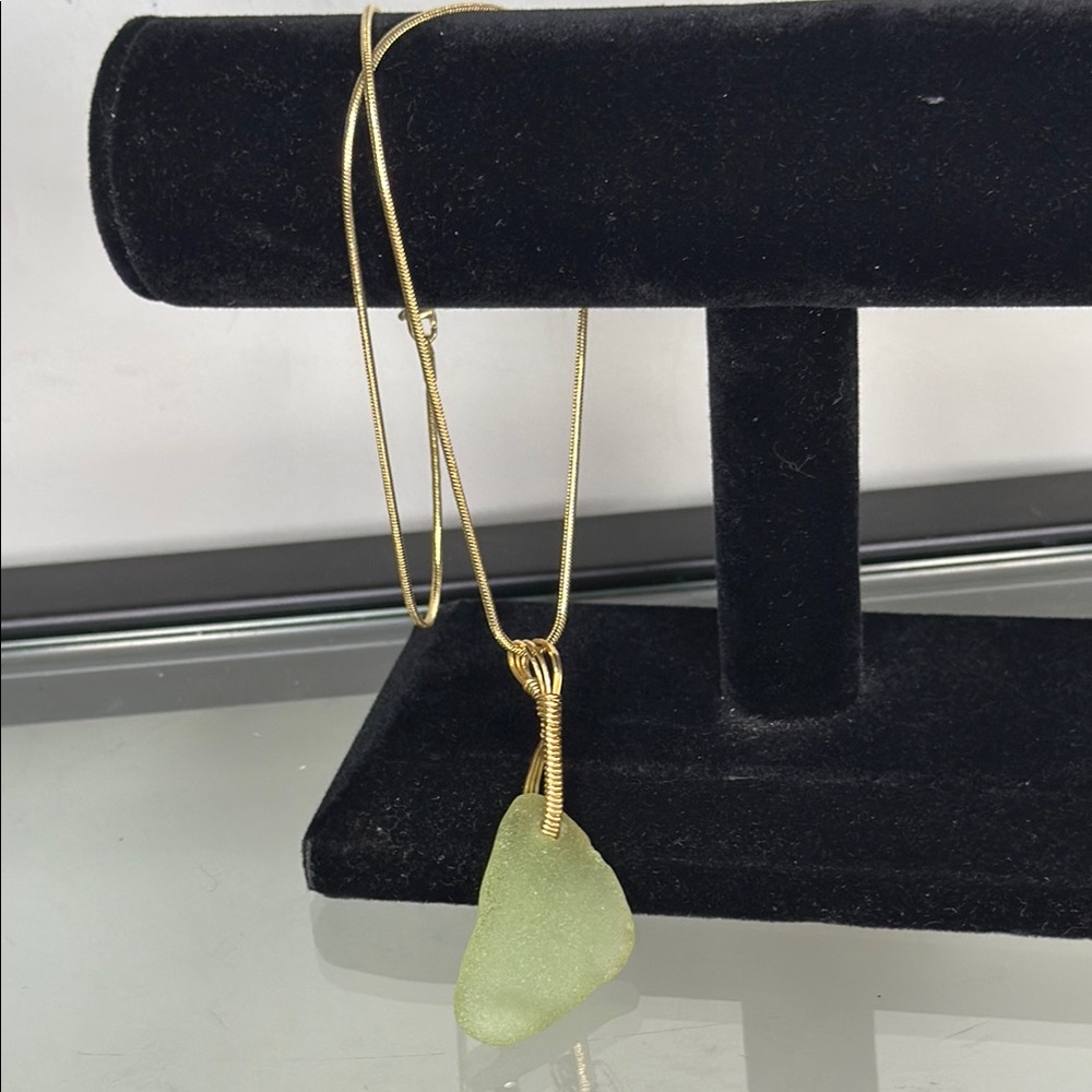 Authentic Sea foam Green Sea glass from Maine necklace